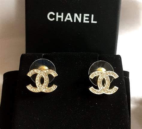 chanel cc earring studs|authentic Chanel logo stud earrings.